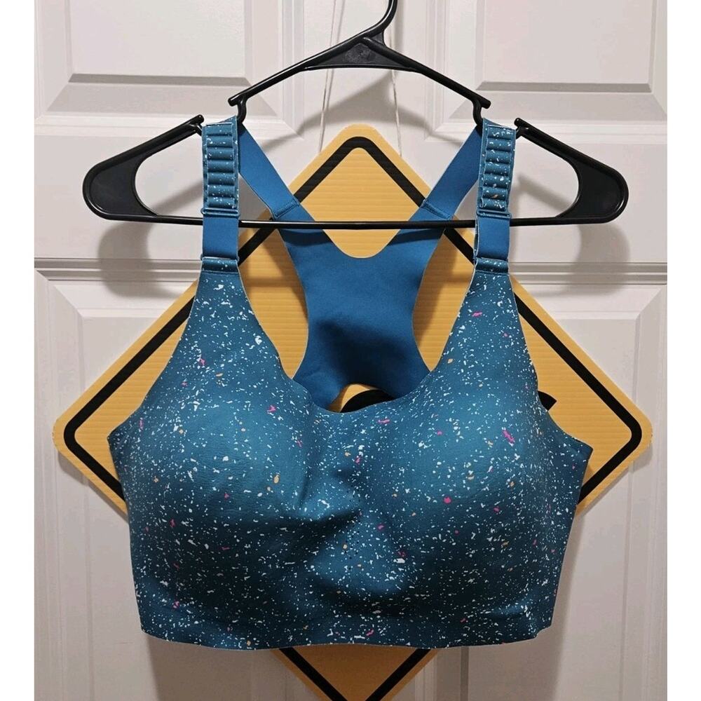 Brooks Dare Racerback 2.0 Sports Bra Women 40DD Blue Lagoon Speckle High Impact